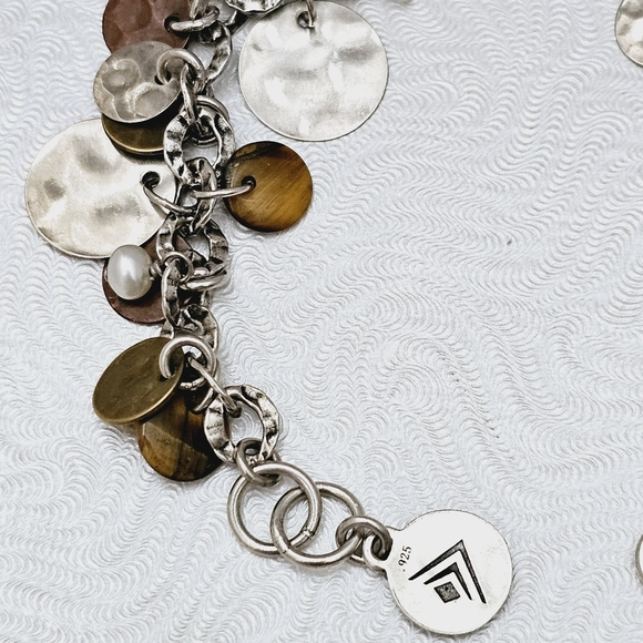 *SALE* Silpada Sterling Silver Bronze Copper Coin Pearl Cha Cha Bracelet B1853 - Picture 2 of 15